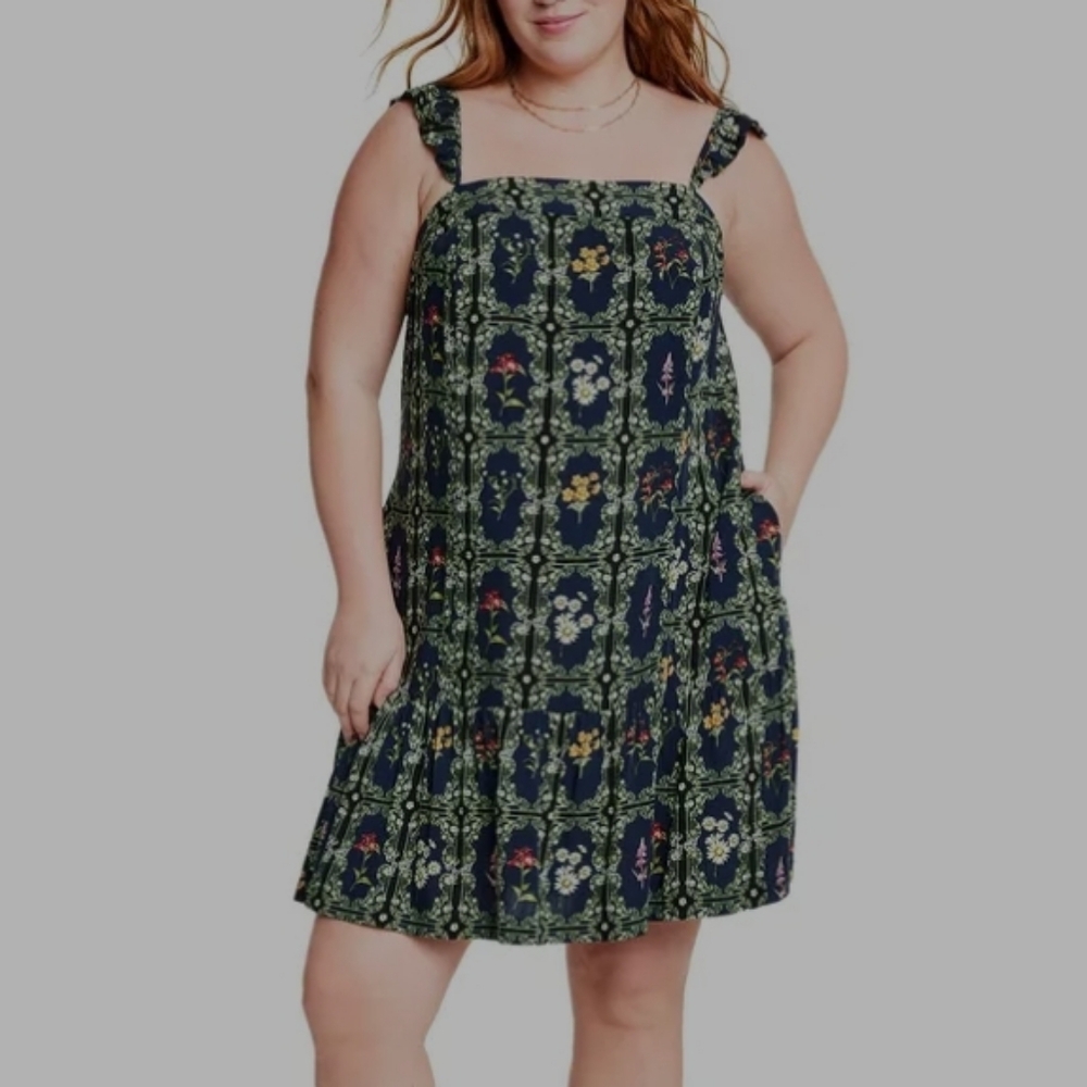 NWOT Agua Bendita Target Navy Floral Print Dress Size 3X